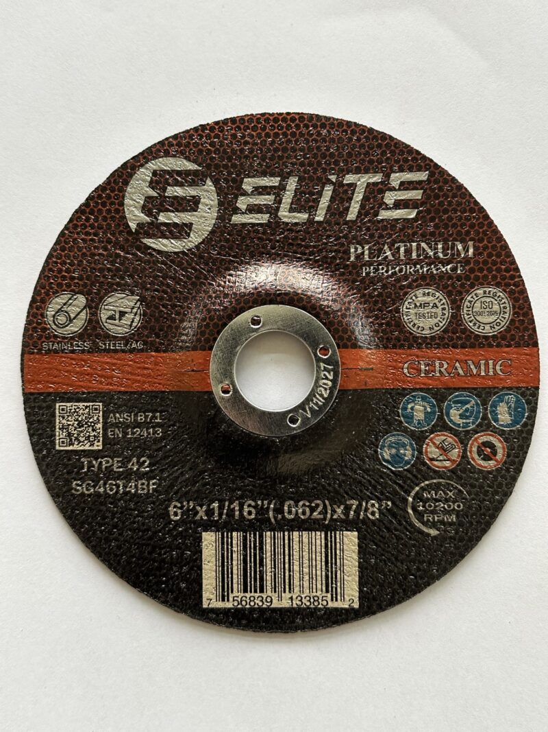 Cutting Disc 6″x.062″x7/8″ CERAMIC Platinum Performance Depressed