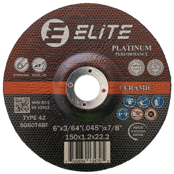 Cutting Disc 6″x.045″x7/8″ CERAMIC Platinum Performance Depressed