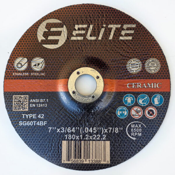 Cutting Disc 7″x.045″x7/8″ CERAMIC Platinum Performance Depressed